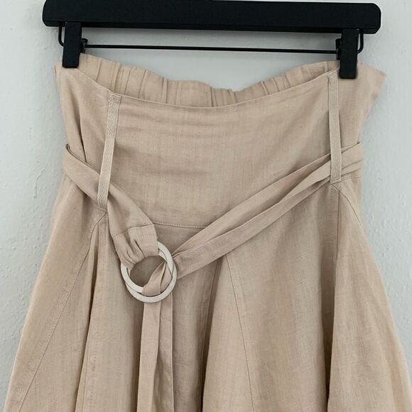 Soft Surroundings 100% linen belted pleated flare knee length skirt size petiteM - Picture 2 of 8